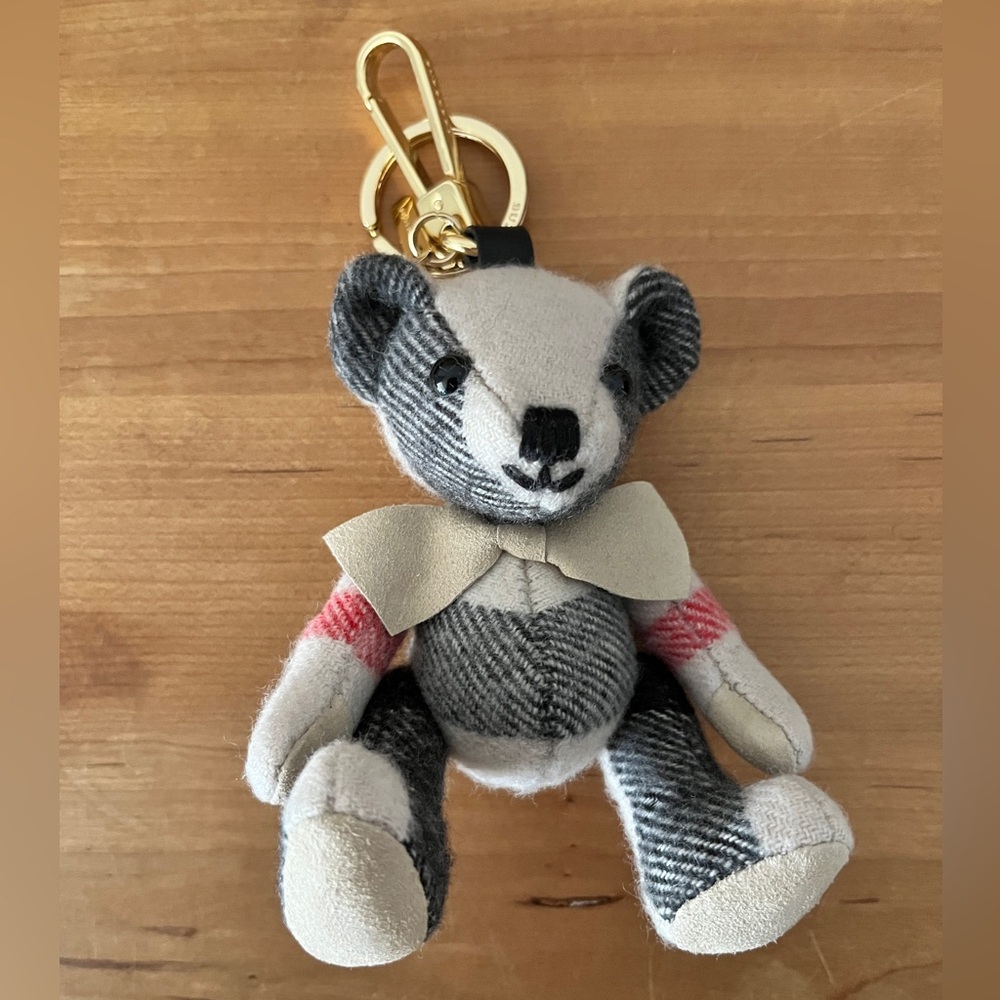 Burberry Thomas Gray and Cream Teddy Bear Keychain